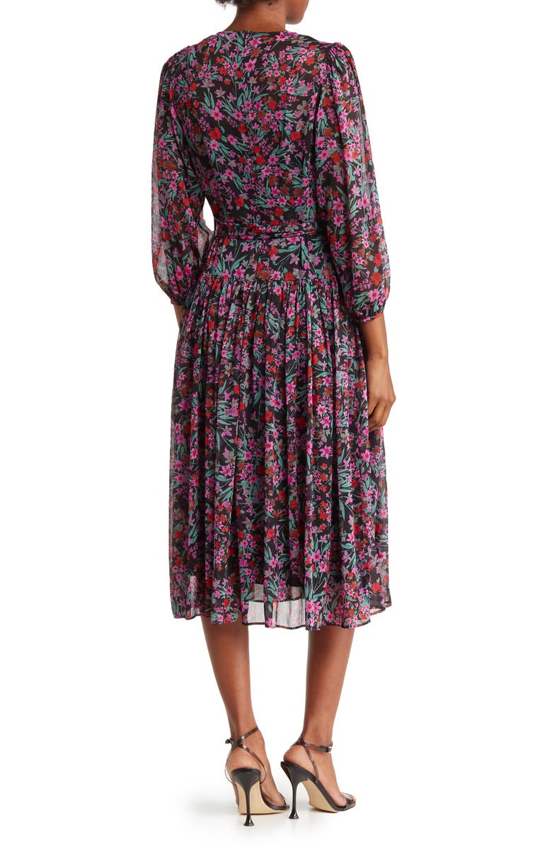 Calvin Klein Ditsy Floral Print Tie Waist Dress, Alternate, color, 