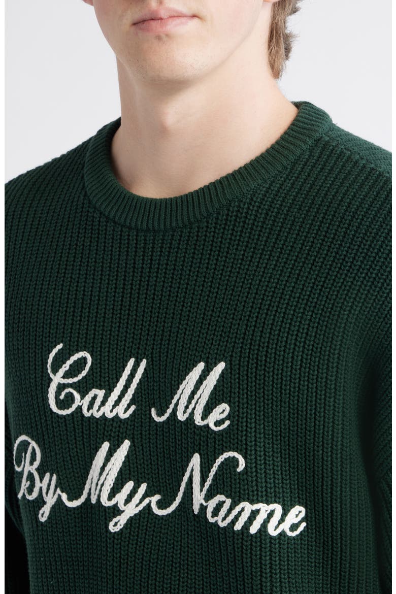By My Name Crewneck Cotton Sweater, Alternate, color, GREEN
