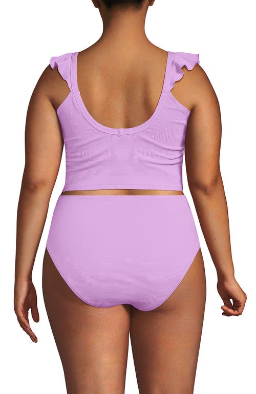 Lands' End Pique Ruffle Tankini Top And High Waisted Bottom Swimsuit Set In Wild Lilac