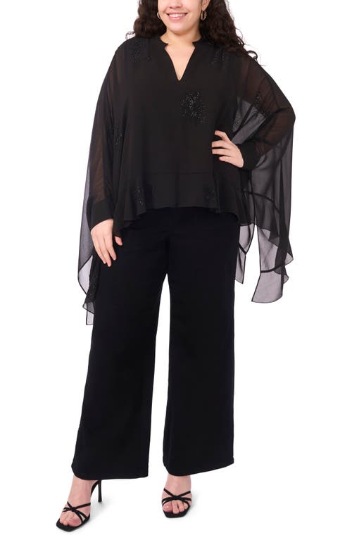 Vince Camuto V-neck Flare Sleeve Shirt In Black