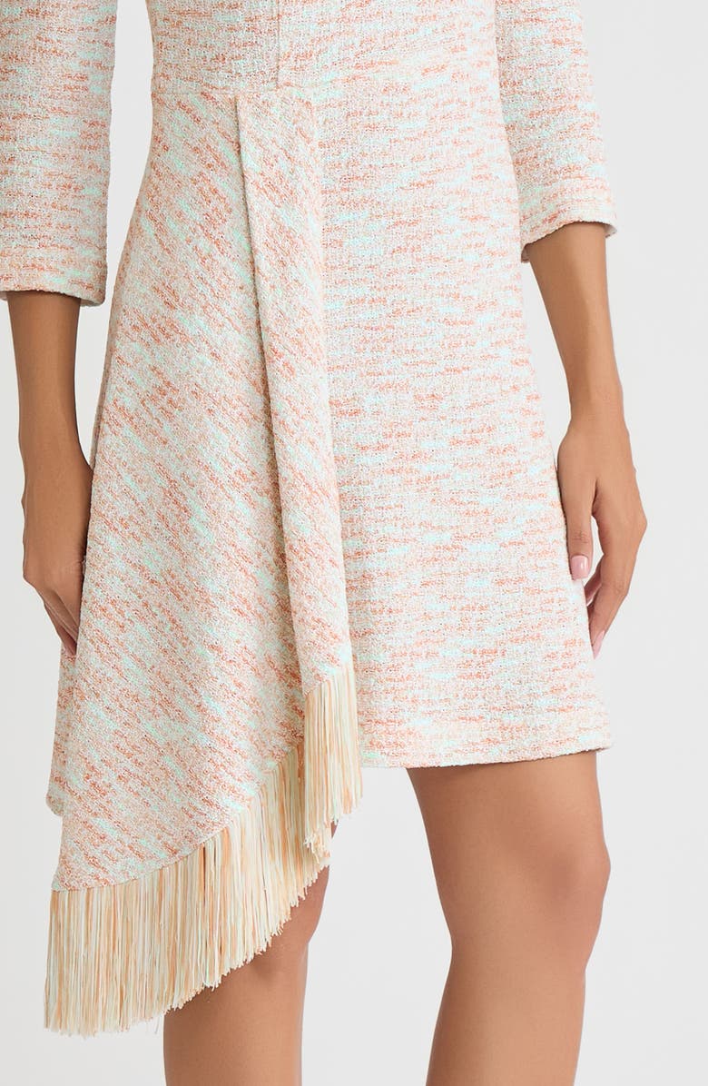 Misook Faux Wrap A-Line Melange Tweed Knit Dress, Alternate, color, Fresh Mint/Biscotti