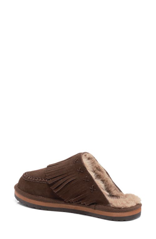 Free People Fallon Fringe Faux Fur Mule Slipper In Brown