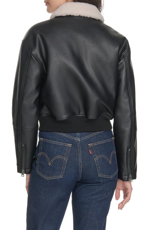 Levi's Faux Leather Bomber Jacket With Faux Shearling Collar In Black