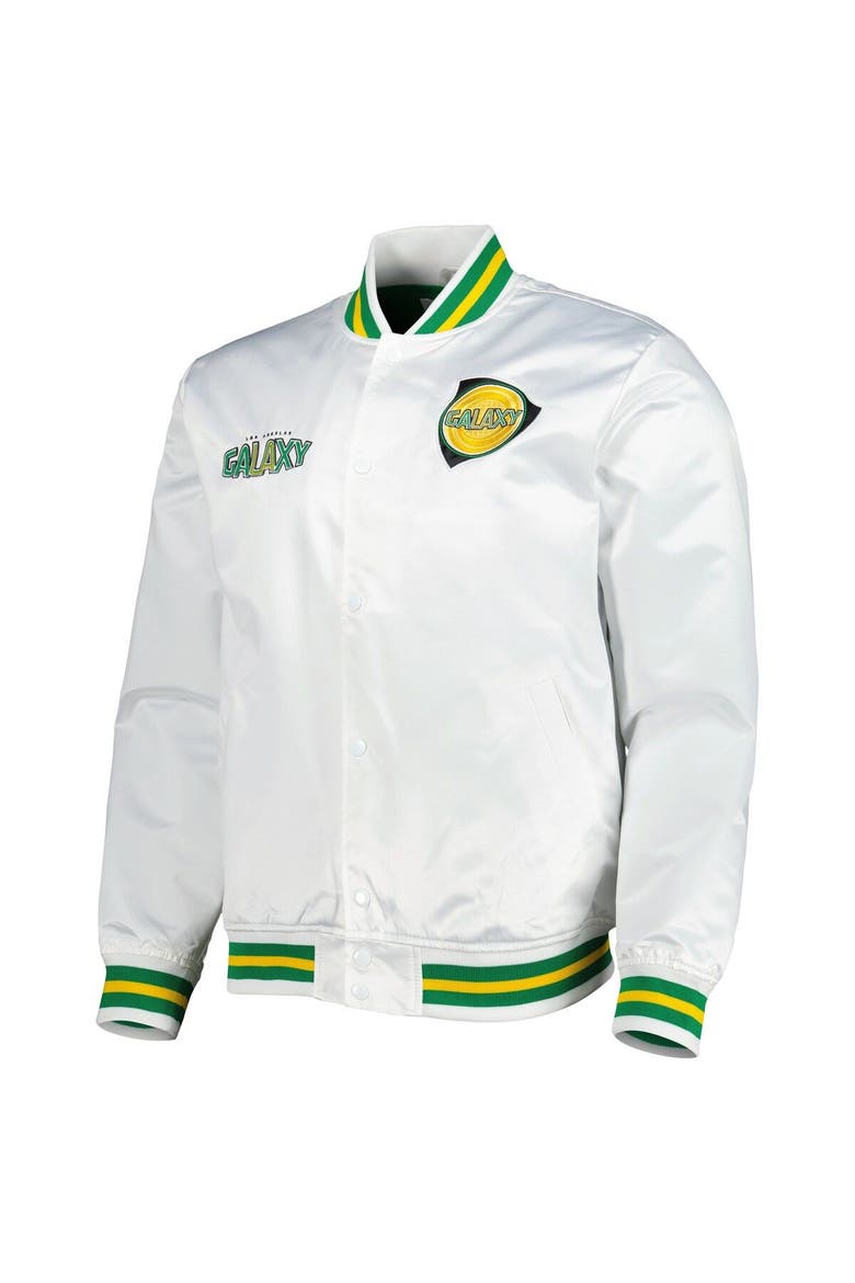 Men's Mitchell & Ness  White LA Galaxy City Full-Snap Satin Jacket, Alternate, color, White