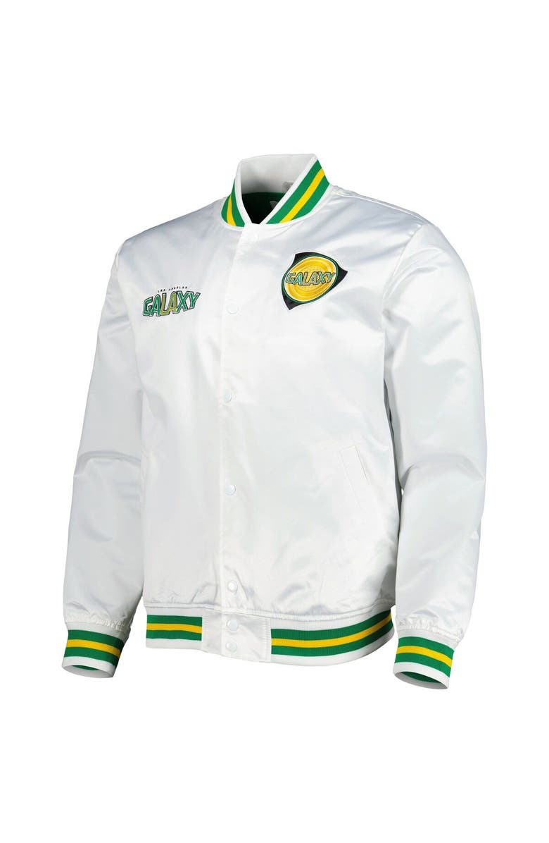 Mitchell & Ness Men's Mitchell & Ness White LA Galaxy City Full-Snap Satin Jacket, Alternate, color, White