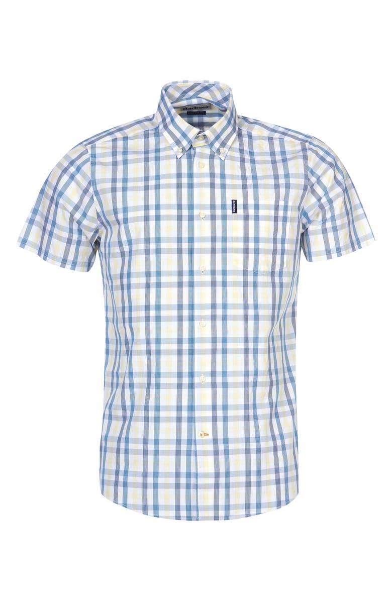 Barbour Tailored Fit Tattersall Short Sleeve Button-Down Shirt, Alternate, color, 