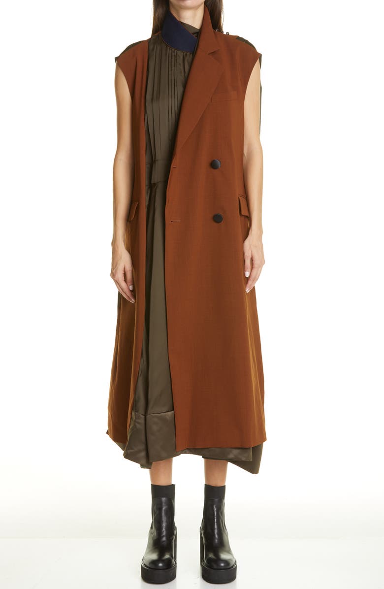 Sacai Mixed Media Midi Dress, Main, color,