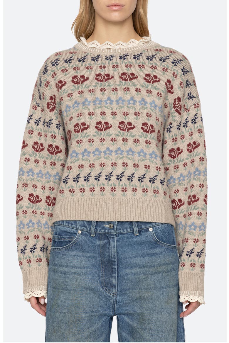 Preston Floral Intarsia Knit Sweater, Main, color, CREAM