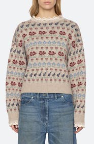 Sea NY Preston Floral Intarsia Knit Sweater