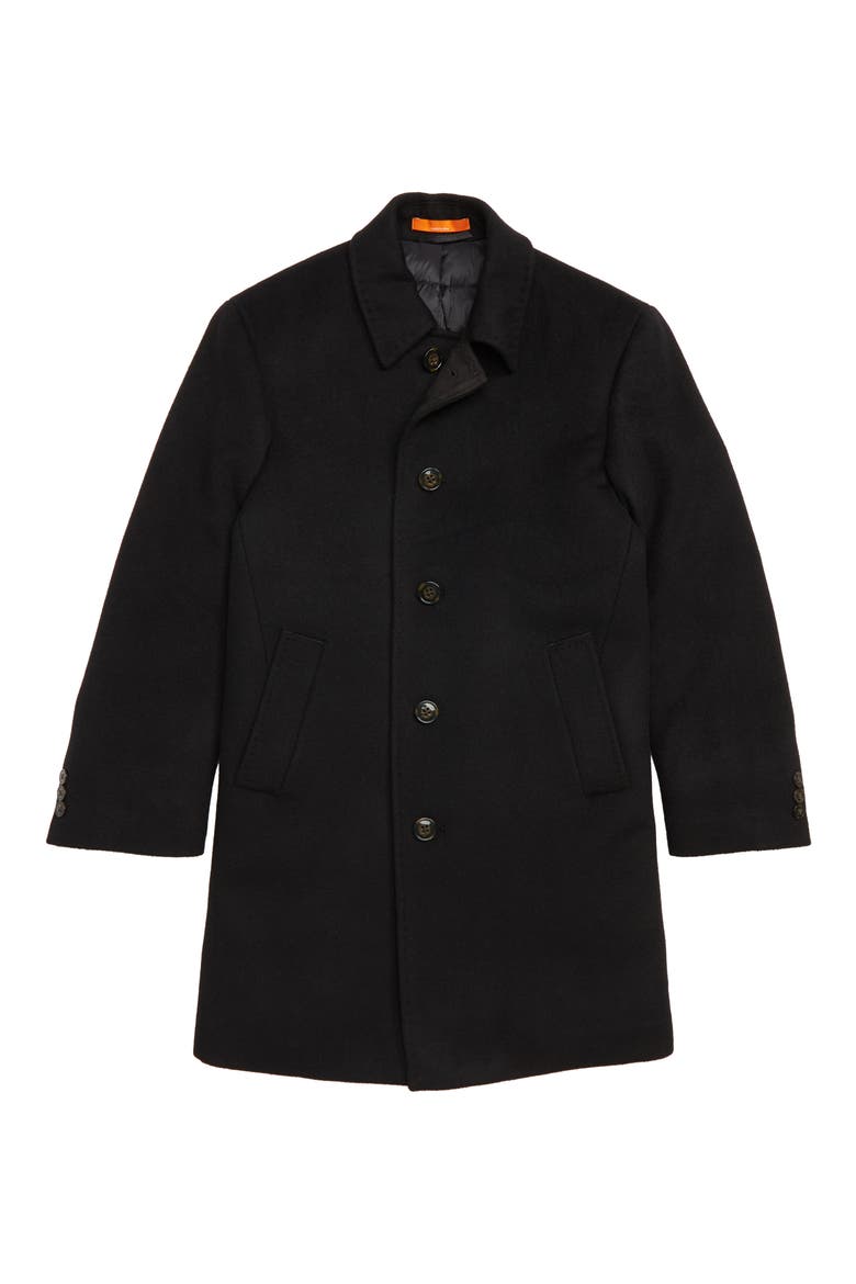 Down Insulated Wool Blend Coat, Main, color, BLACK