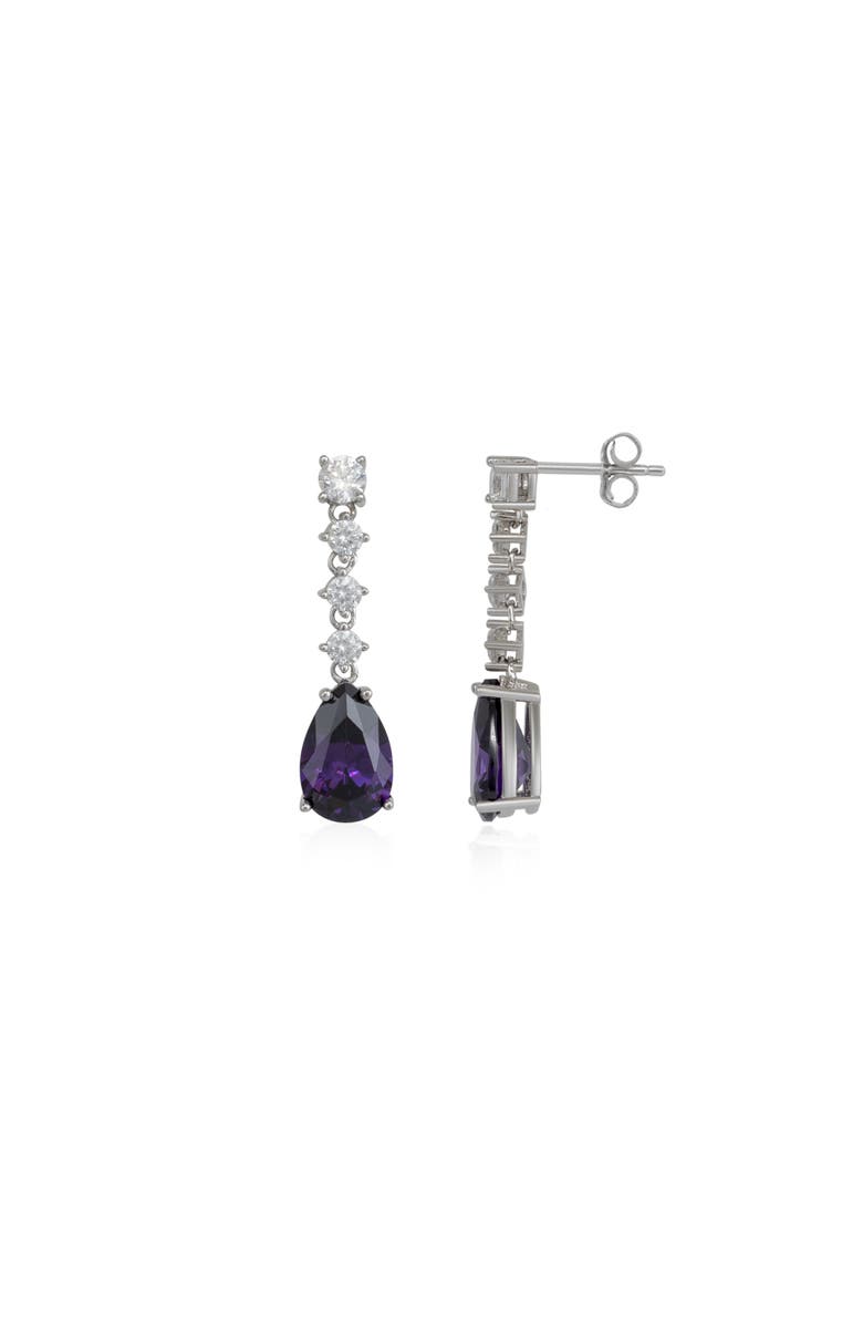 Spero London Pear Shape Amethyst Sterling Silver Drop Earrings, Main, color, Purple