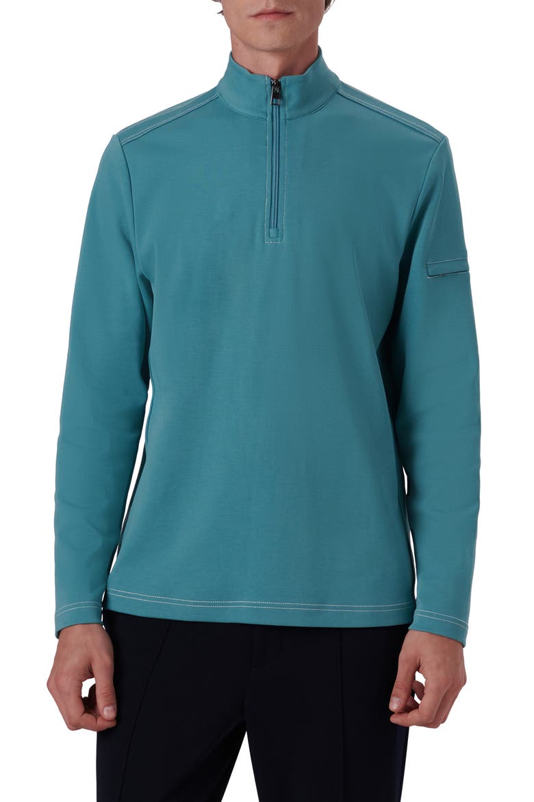 Quarter Zip Knit Pullover, Main, color, PEACOCK