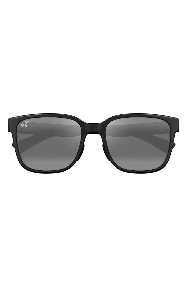 Maui Jim Paulele AF 57mm PolarizedPlus2<sup>®</sup> Round Sunglasses, Main, color, Black/ Neutral Grey
