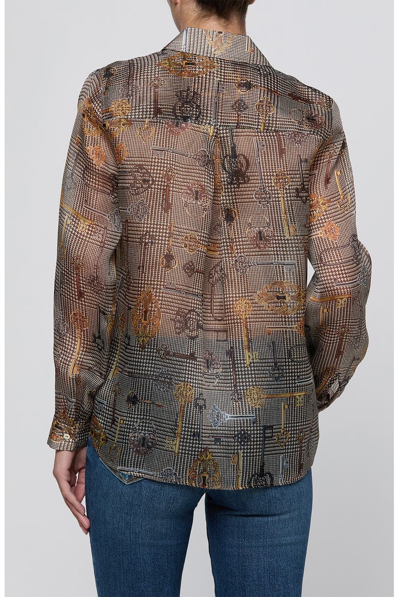 Nina Silk Shirt, Alternate, color, BROWN MT HOUNDSTOOTH KEY