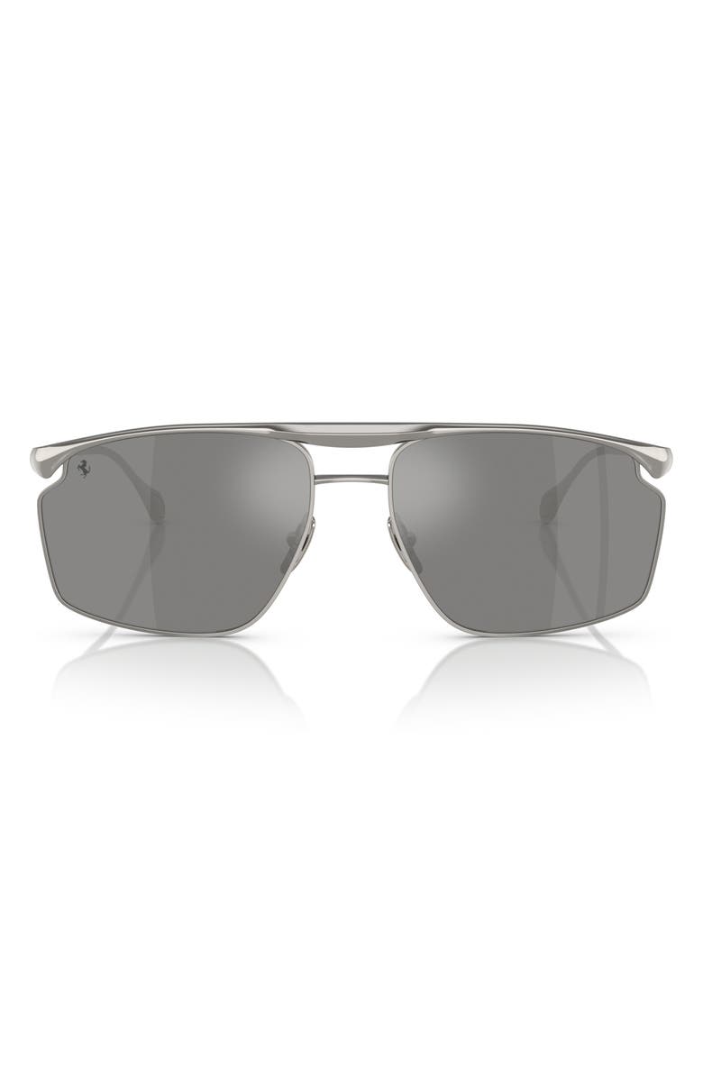 Scuderia Ferrari 61mm Irregular Sunglasses, Main, color, Gunmetal / Mirror Silver
