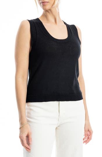 Max Studio Knit Shell Top In Black