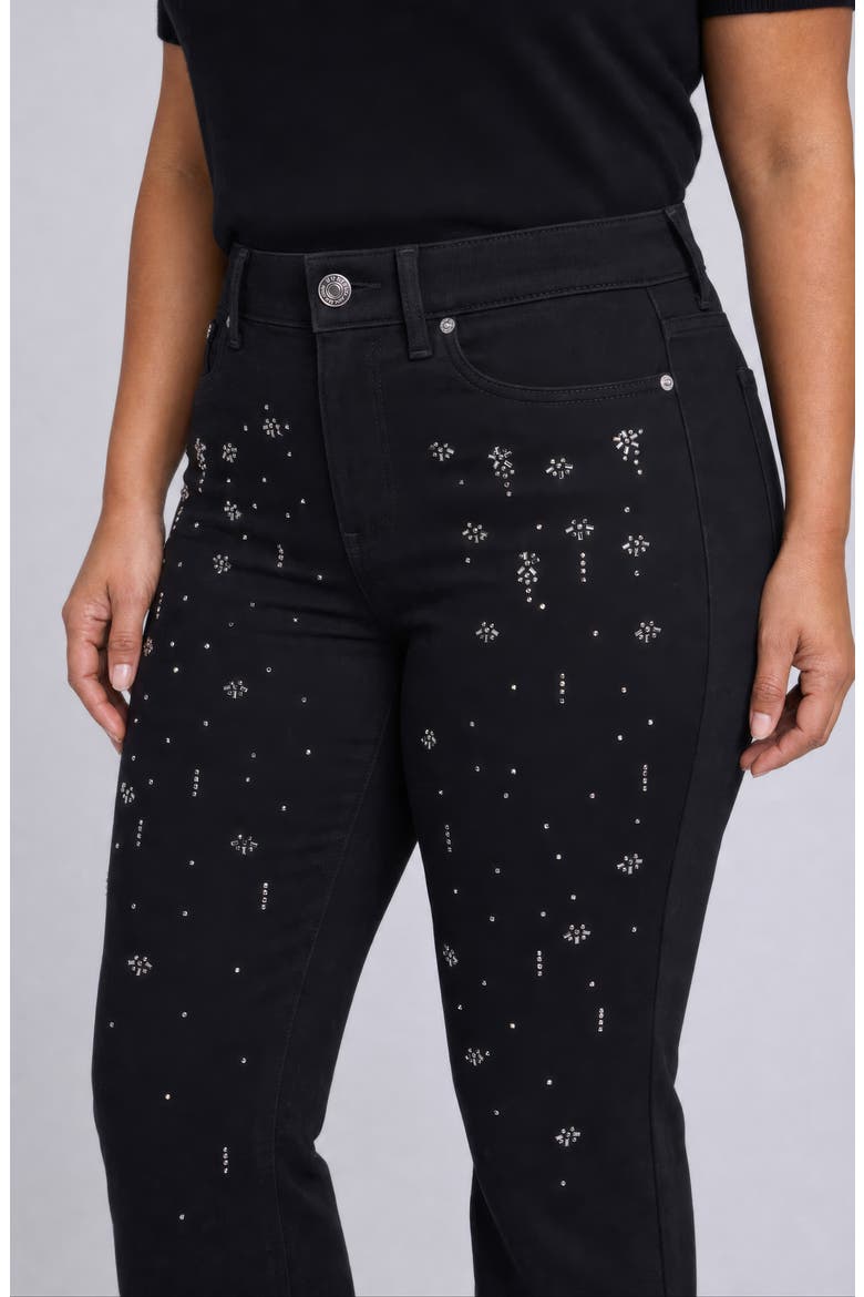 Marilyn Rhinestone High Waist Ankle Straight Leg Jeans, Alternate, color, BLACK RINSE