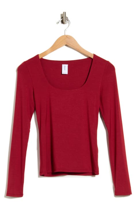 Square Neck Long Sleeve Top