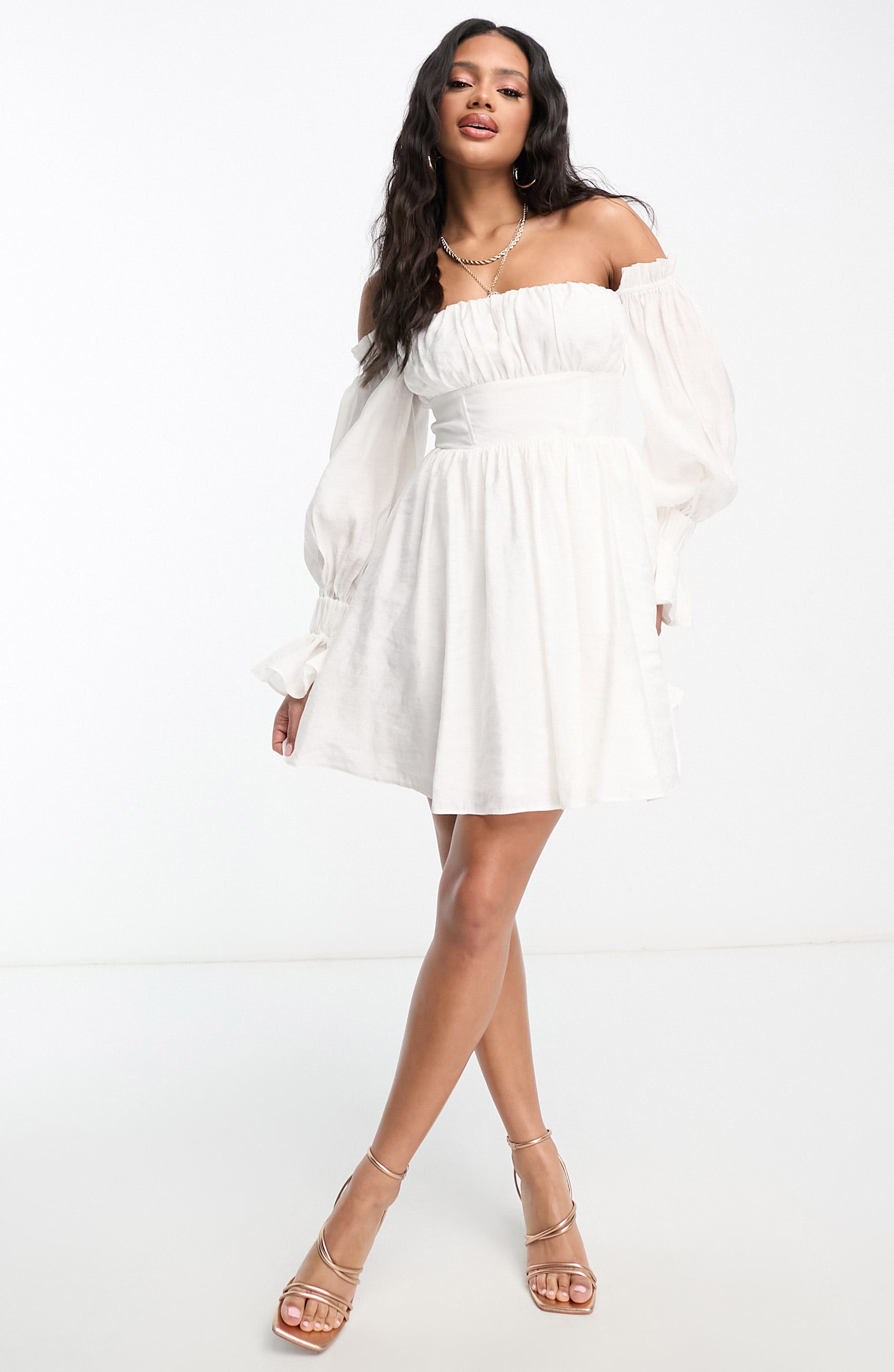 Off the Shoulder Long Sleeve Minidress