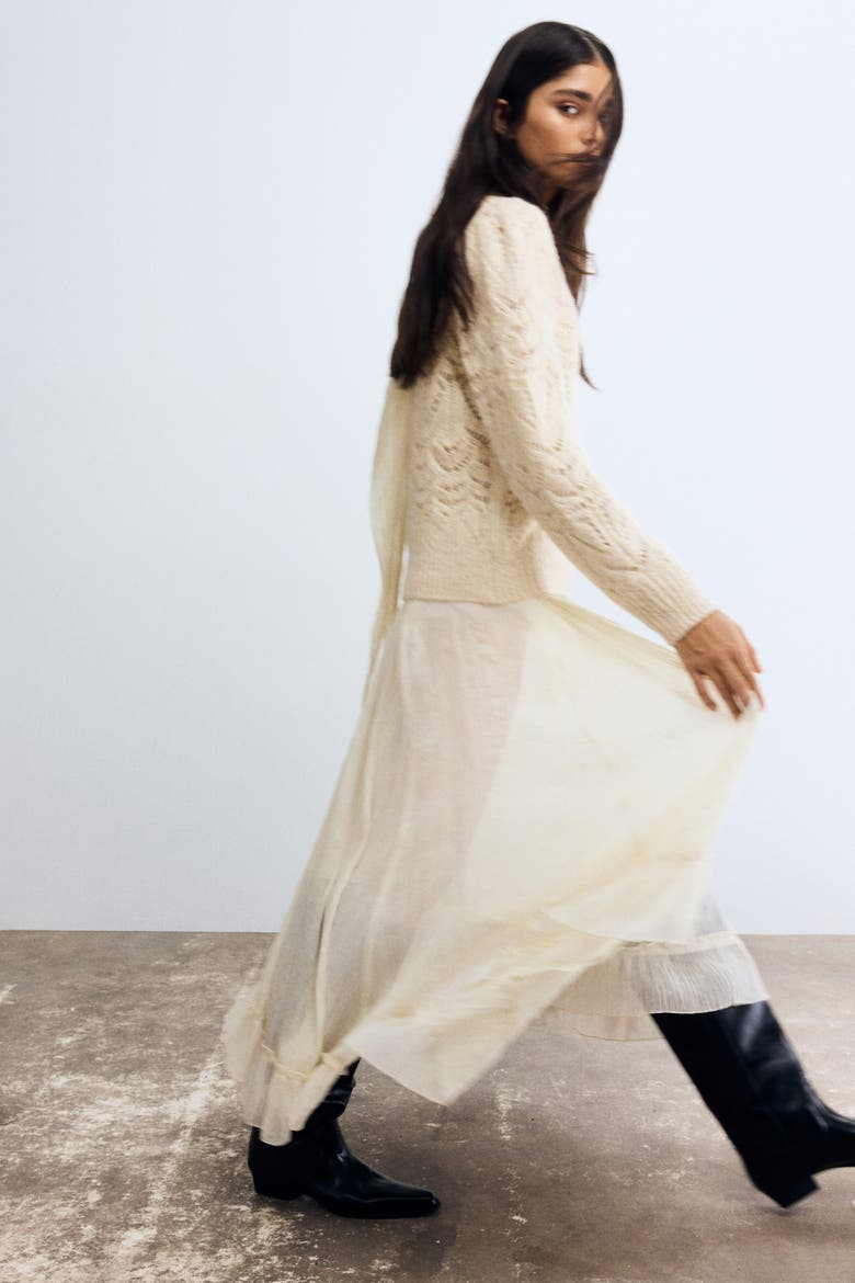 Pointelle-knit Jumper, Alternate, color, Light beige