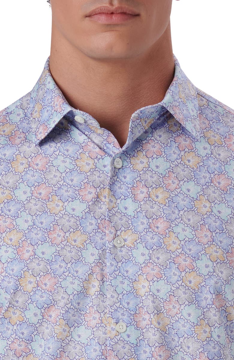 Bugatchi OoohCotton<sup>®</sup> Floral Short Sleeve Button-Up Shirt, Alternate, color, 