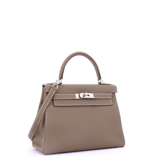 Pre-owned Hermes Hermes Kelly Handbag Grey Togo With Palladium Hardware 28 In Brown