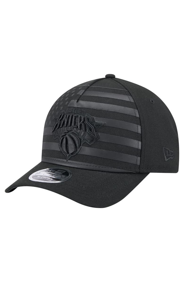 New Era Men's New Era  Black New York Knicks Game Day Flag A-Frame 9FORTY Adjustable Hat, Main, color, 