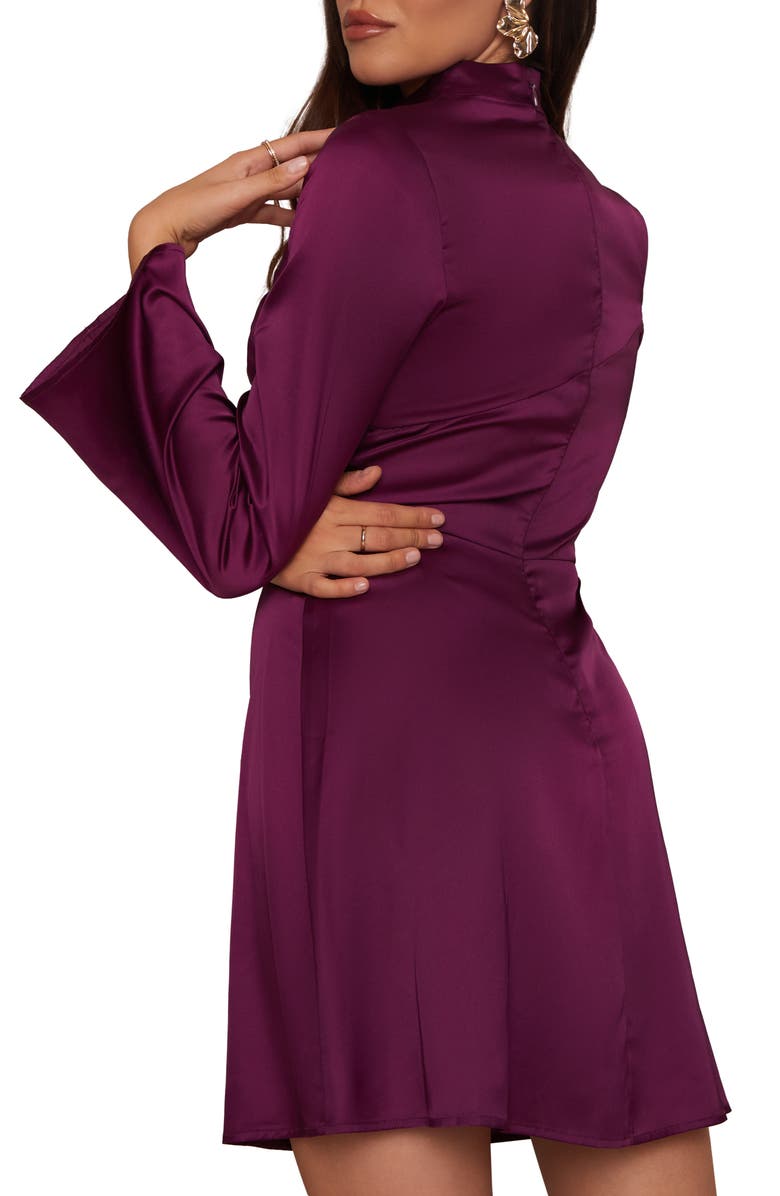 Chi Chi London Cutout Detail Long Sleeve Satin Minidress, Alternate, color, 