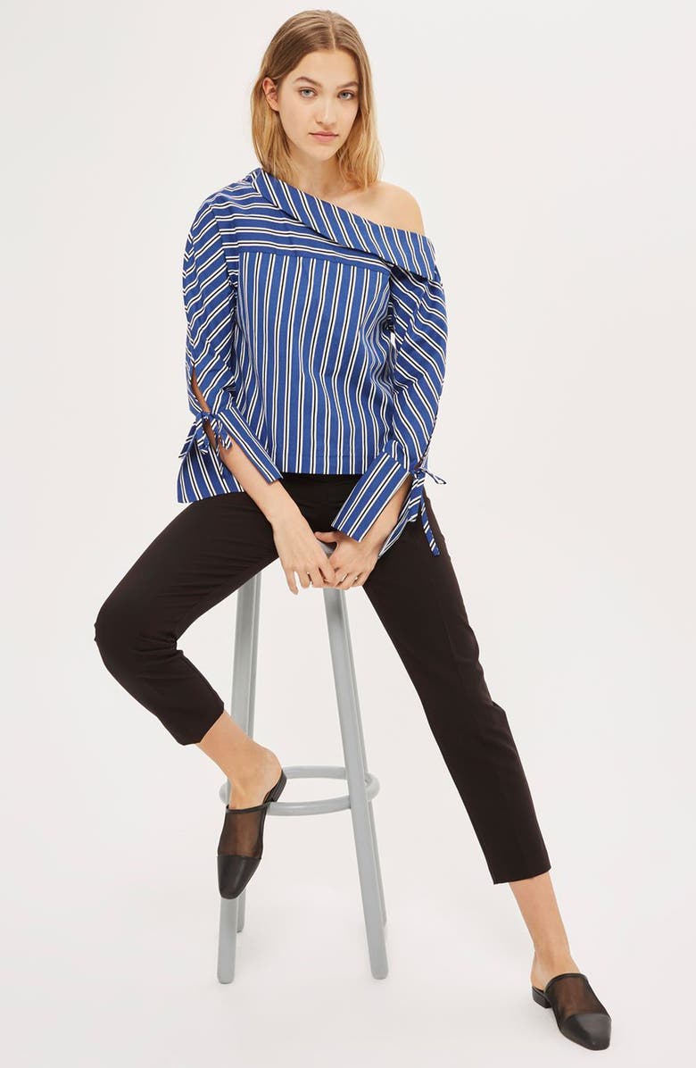 Topshop High Waist Cigarette Trousers, Alternate, color, 