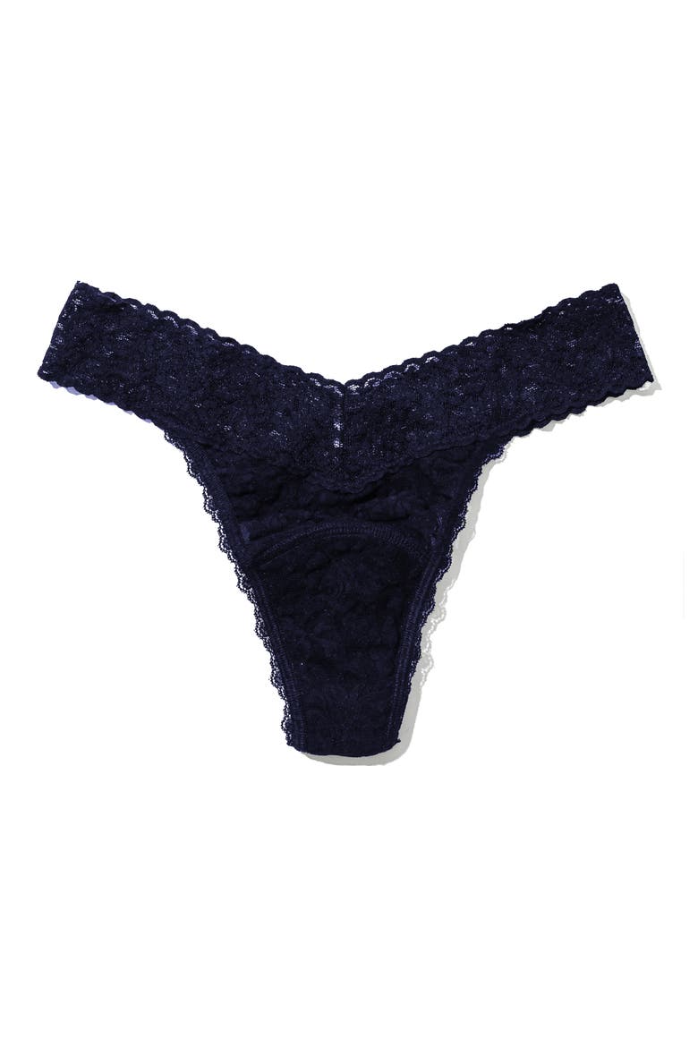 x Saalt Signature Lace Leakproof Original Rise Thong, Alternate, color, NAVY