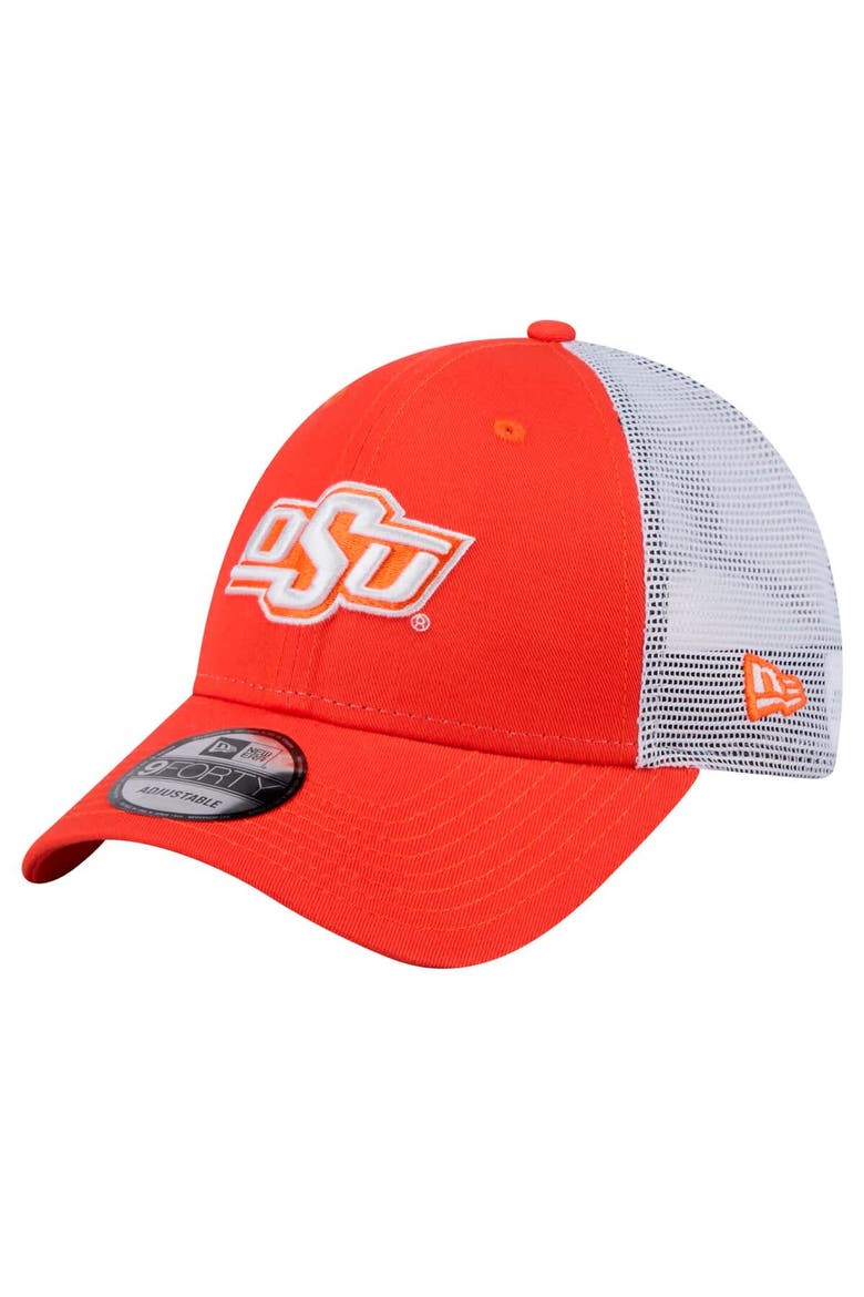 Men's New Era  Orange Oklahoma State Cowboys Trucker 9FORTY Adjustable Hat, Main, color, Orange