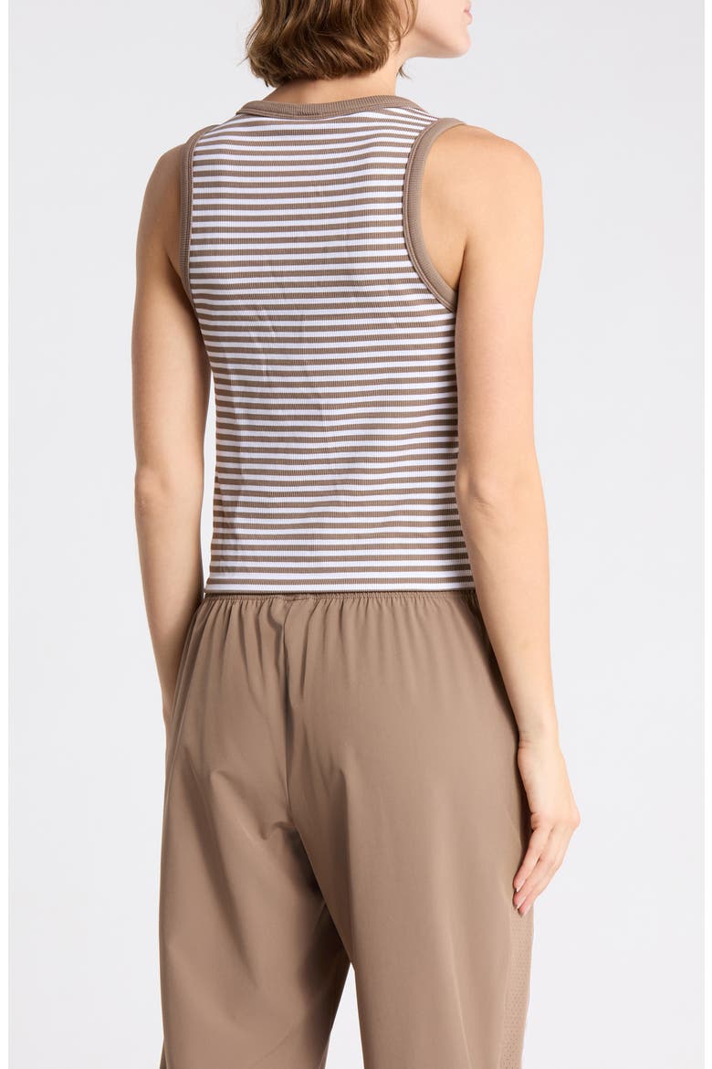 Seamless Ribbed Striped Tank, Alternate, color, TIRAMISU/ WHITE DOVE