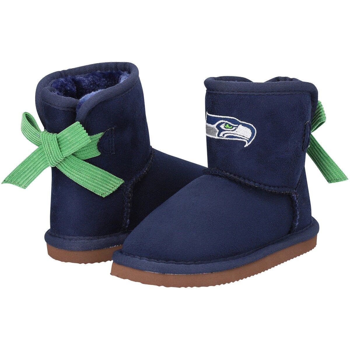CUCE Girls Toddler Cuce College Navy Seattle Seahawks Low Team Ribbon Boots, Alternate, color, 