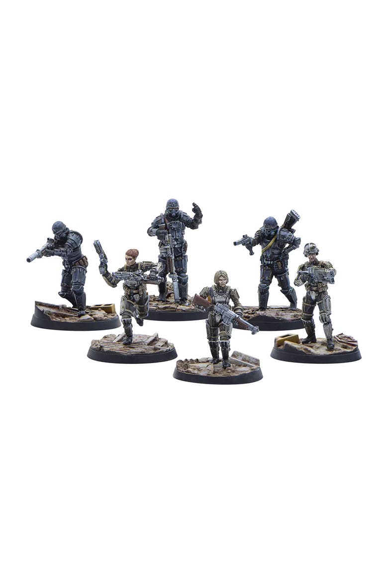Fallout Wasteland Warfare, Brotherhood of Steel, Combat Patrol, 6 Miniatures, Alternate, color, Multicolored