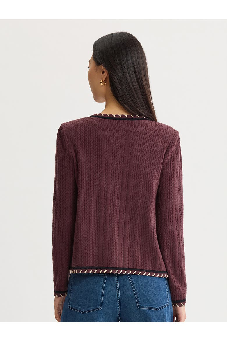 Heritage Whipstitch Cable Knit Jacket, Alternate, color, Mahogany/Biscotti/Black