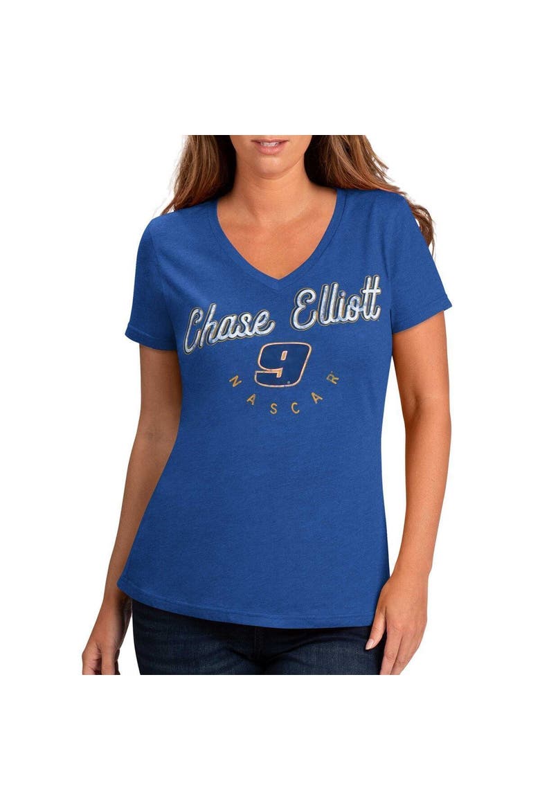 Women's G-III 4Her by Carl Banks Royal Chase Elliott Bump & Run V-Neck T-Shirt, Main, color, Royal
