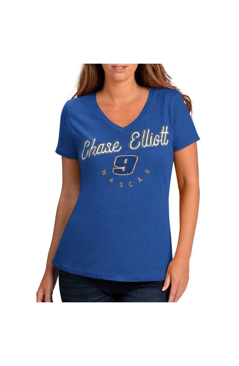 G-III 4HER BY CARL BANKS Women's G-III 4Her by Carl Banks Royal Chase Elliott Bump & Run V-Neck T-Shirt, Main, color, 