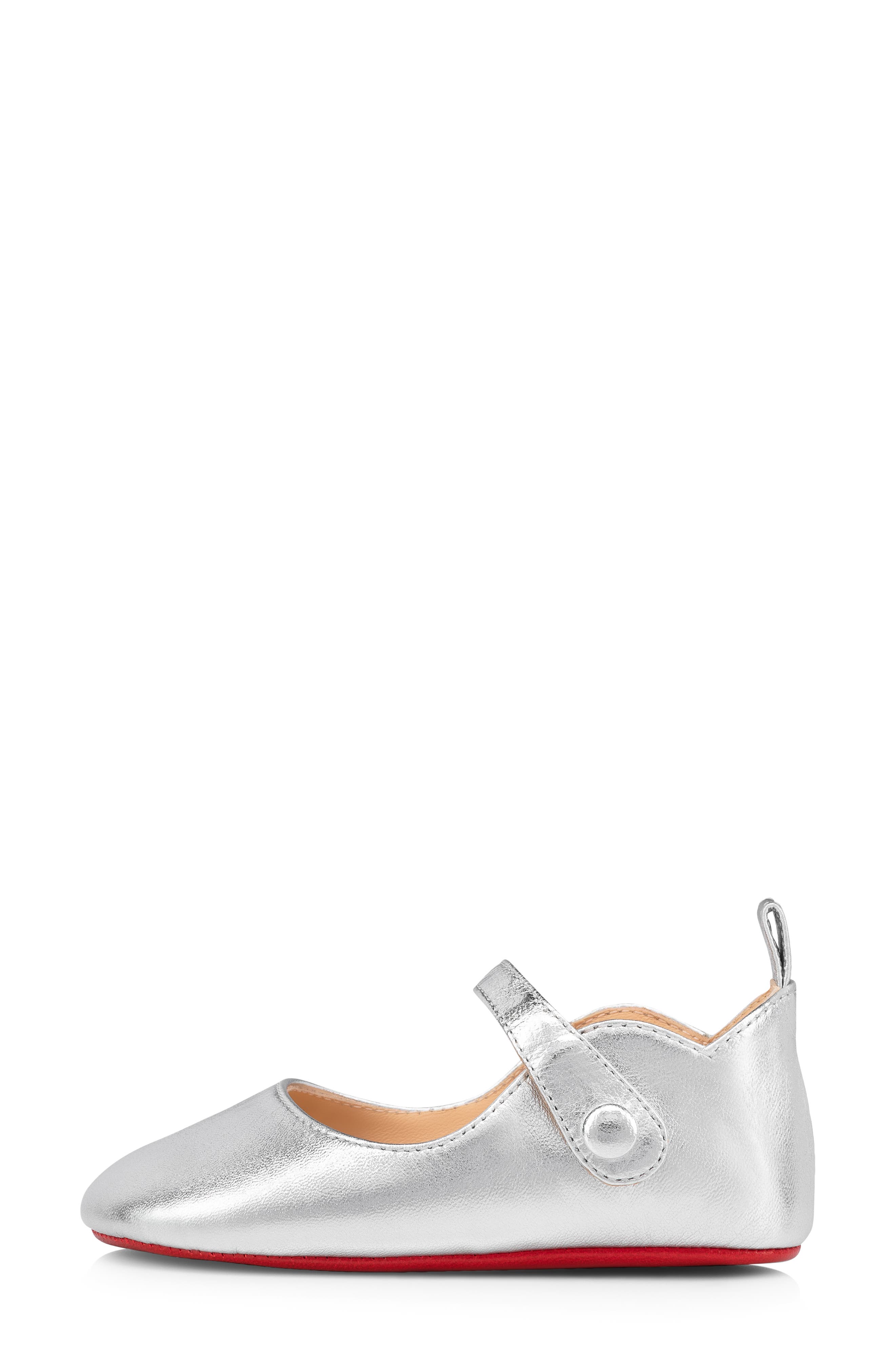 Christian Louboutin Baby Love Chick Crib Shoe, Alternate, color, Silver