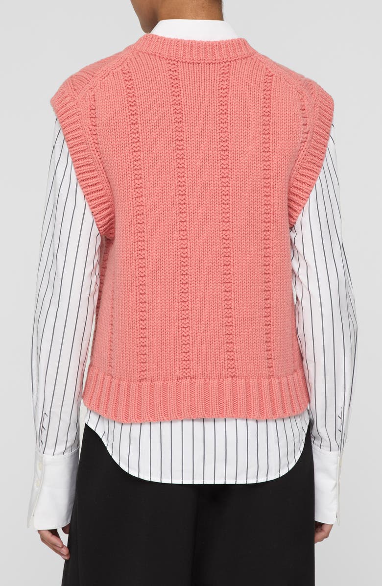 Lafayette 148 New York Cable Stitch Merino Wool & Cashmere V-Neck Sweater Vest, Alternate, color, Altrosa Pink