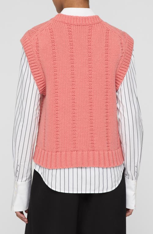 Lafayette 148 Merino Wool Cashmere Cable Knit Sweater Vest In Pink