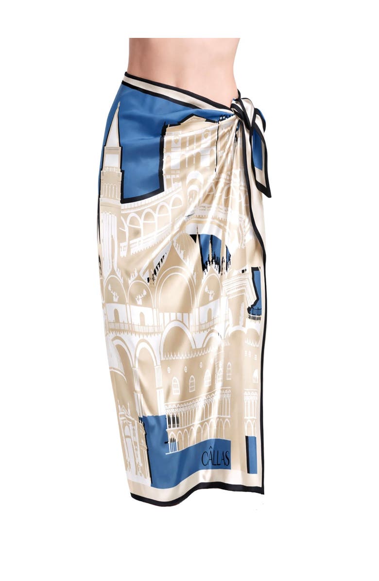 Callas Milano Large Scarf Printed doubleface scarf, Alternate, color, Lagoon