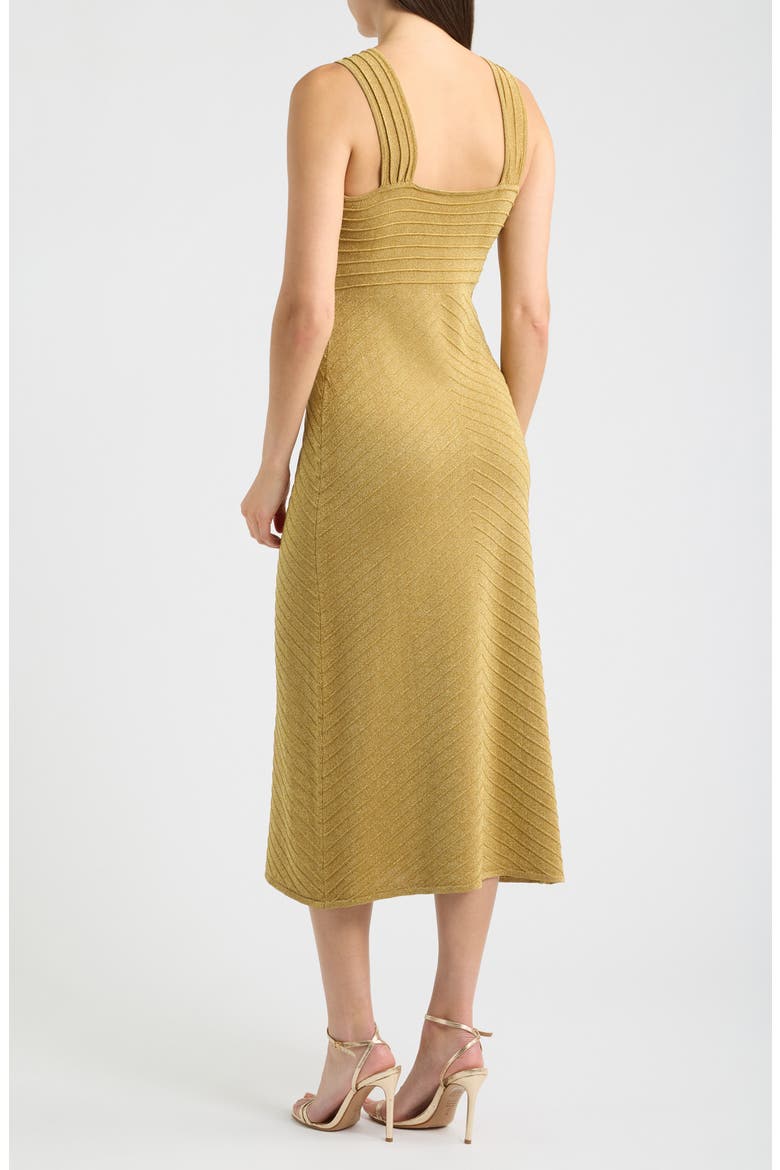 Talia Metallic Midi Knit Dress, Alternate, color, GOLD