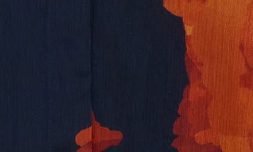 Calvin Klein Long Sleeve Chiffon Midi Dress In Multi