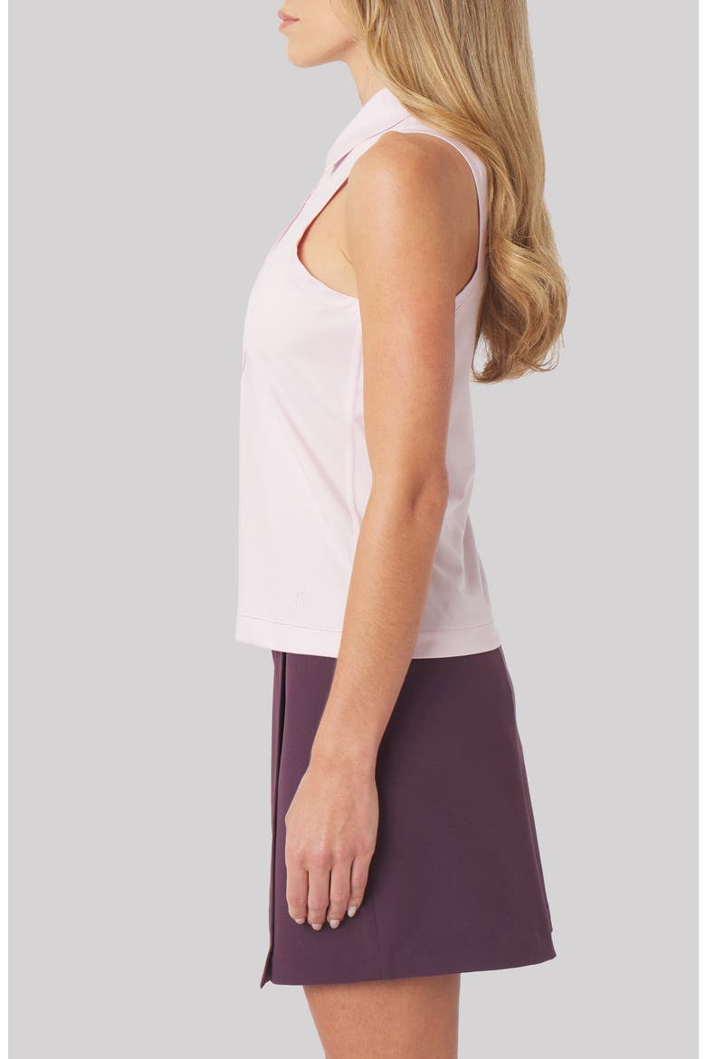 Val Sleeveless Polo with Imitation Pearl Buttons, Alternate, color, PETAL PINK