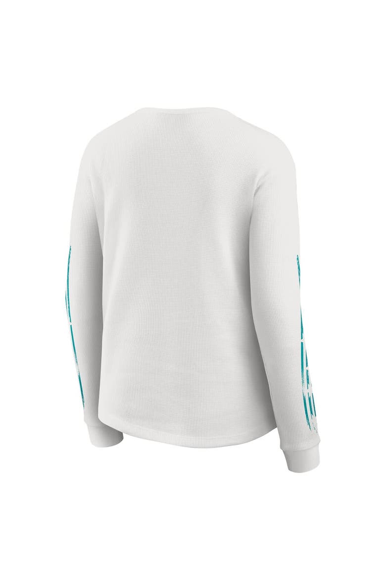Women's WEAR by Erin Andrews  White Miami Dolphins Graphic Waffle Long-Sleeve T-Shirt, Alternate, color, White