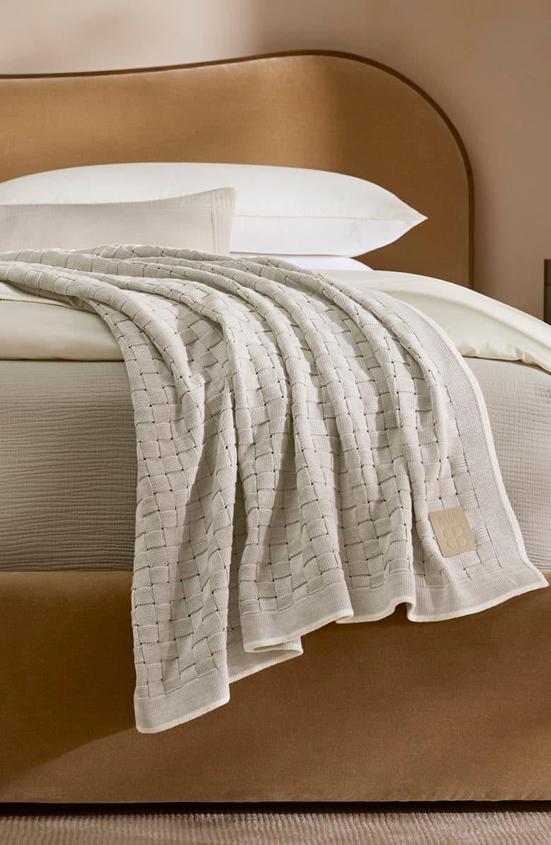 Boll & Branch Basket Weave Oversize Lumbar Pillow Cover & Insert, Alternate, color, Heathered Pewter/ Cream