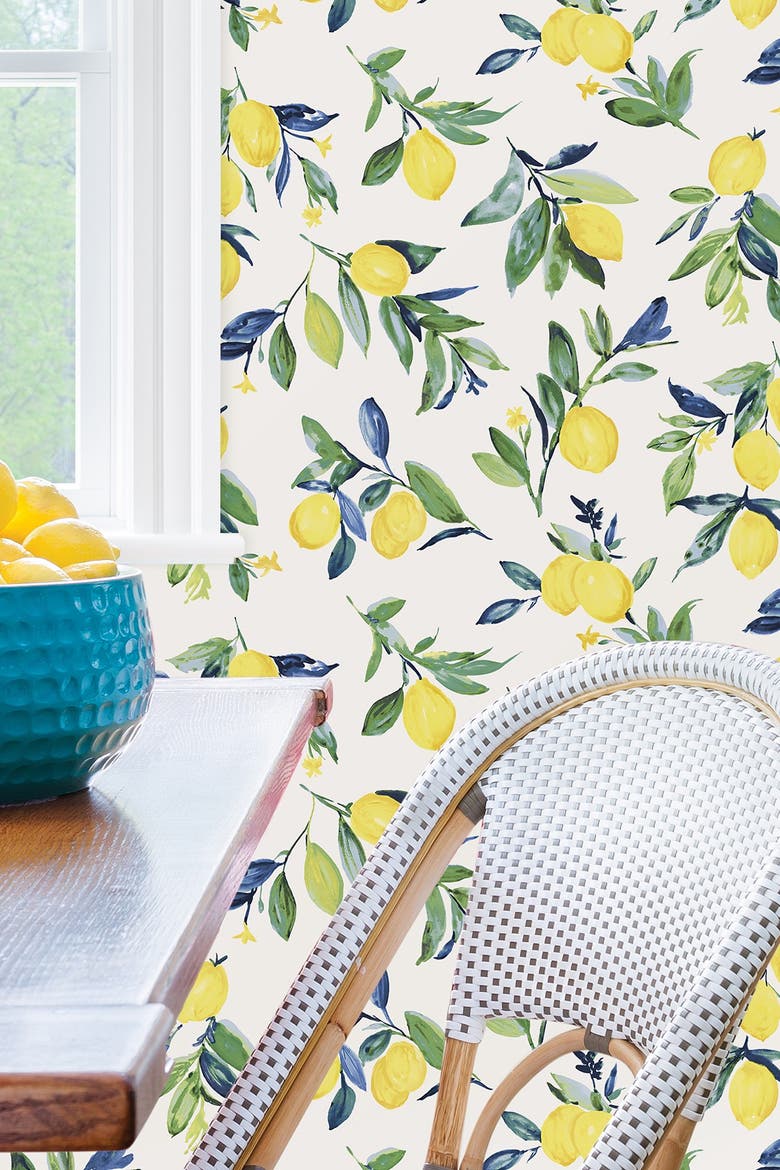 Lemon Drop Yellow Peel & Stick Wallpaper, Main, color, YELLOW