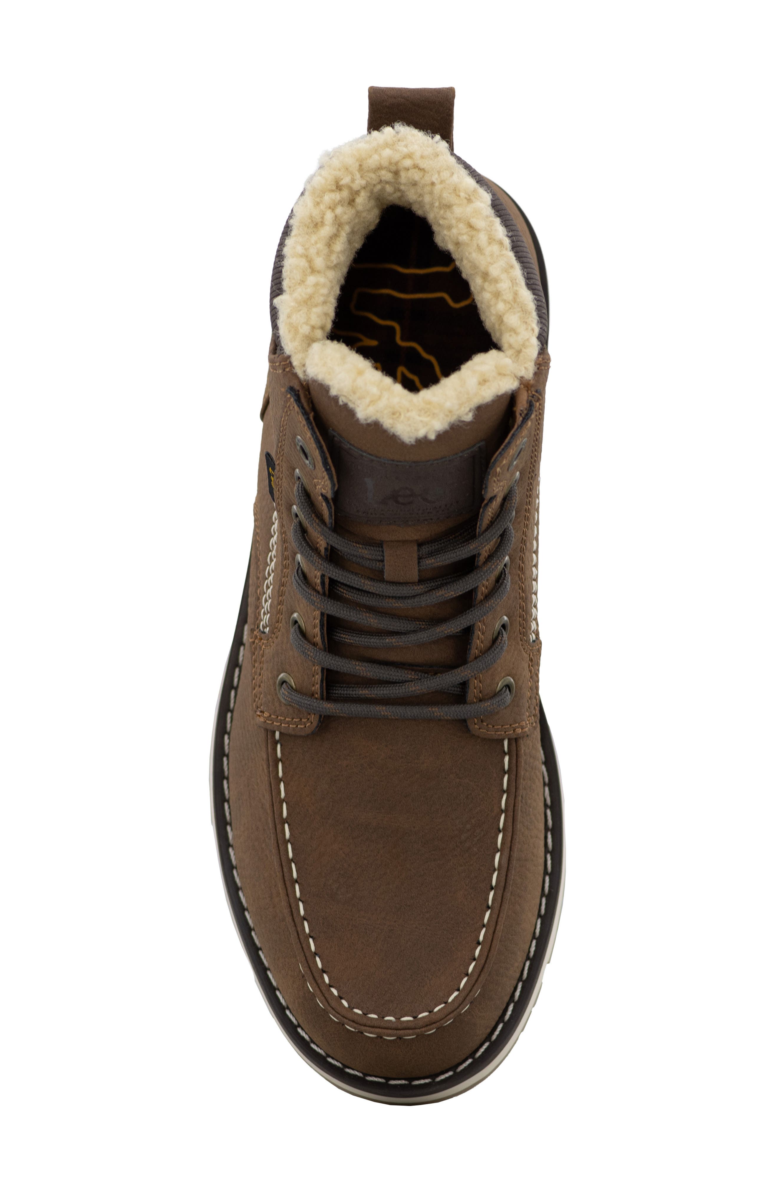 Waylon Faux Leather Boot, Alternate, color, CEDAR/ DARK BROWN