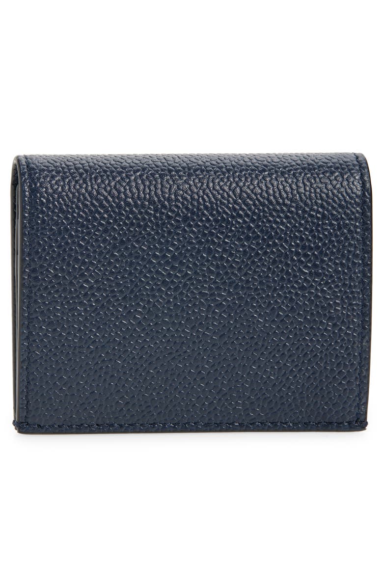 Thom Browne 4-Bar Grained Leather Bifold Card Case, Alternate, color, Navy