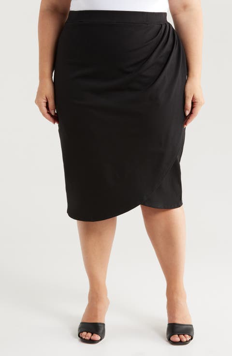 Tulip Hem Wrap Skirt (Plus)